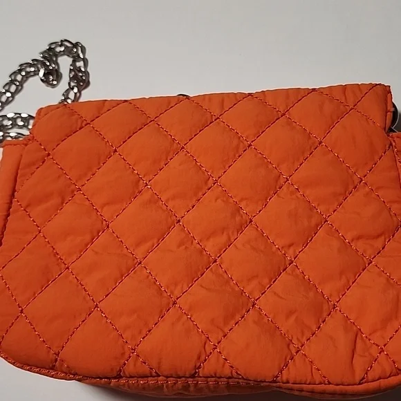 Orange Quilted Chain Crossbody Bag - Picture 11 of 14